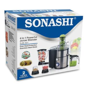 خلاط إحترافي SONASHI متعدد الإستعمالات 4في1 مصنوع من الستانلس ستيل 4in1 Powerful Juicer / Blender SJB 401