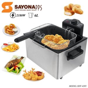 قلاية زيت كهربائية ستيل الاصلية من سايونا حجم مناسب لكل العائلات 6 لتر بقوة 2100 واط