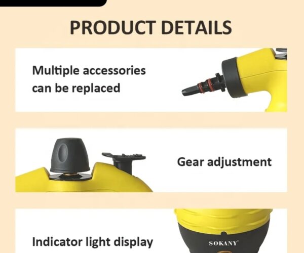 ⁦ألة التنظيف بالبخار سوكاني  steam cleaner بقوة 2000 واط⁩ - الصورة ⁦2⁩