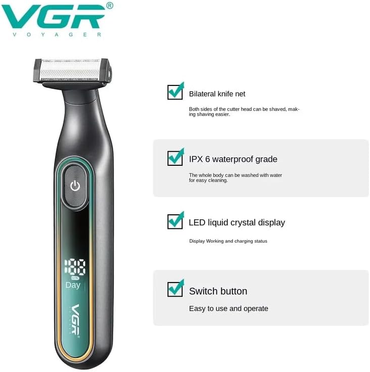 ماكينة حلاقة VGR مقاومة للماء برأسين احترافية V-360 - الصورة 4