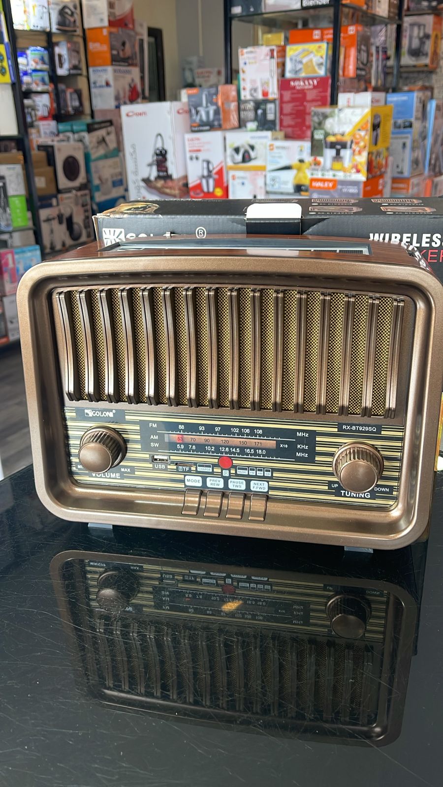 راديو يعمل على طاقة شمسية و كهربائي و على بطارية و سماعة بلوتوث مع ريموت كنترول الحجم الكبير - الصورة 8