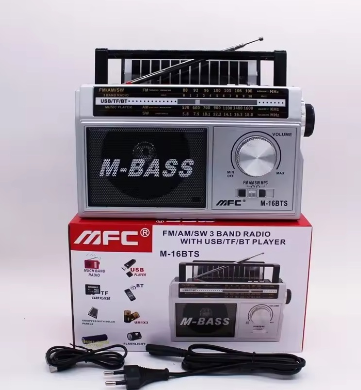 راديو يعمل على طاقة شمسية و كهربائي و على بطارية و فيه سماعة بلوتوث