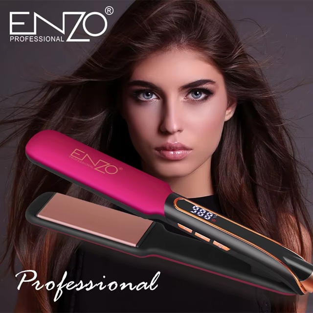 ستريتنر الشعر الاحترافي من التيتانيوم مع 5 عبوات سيروم هدية ماركة ENZO - الصورة 2