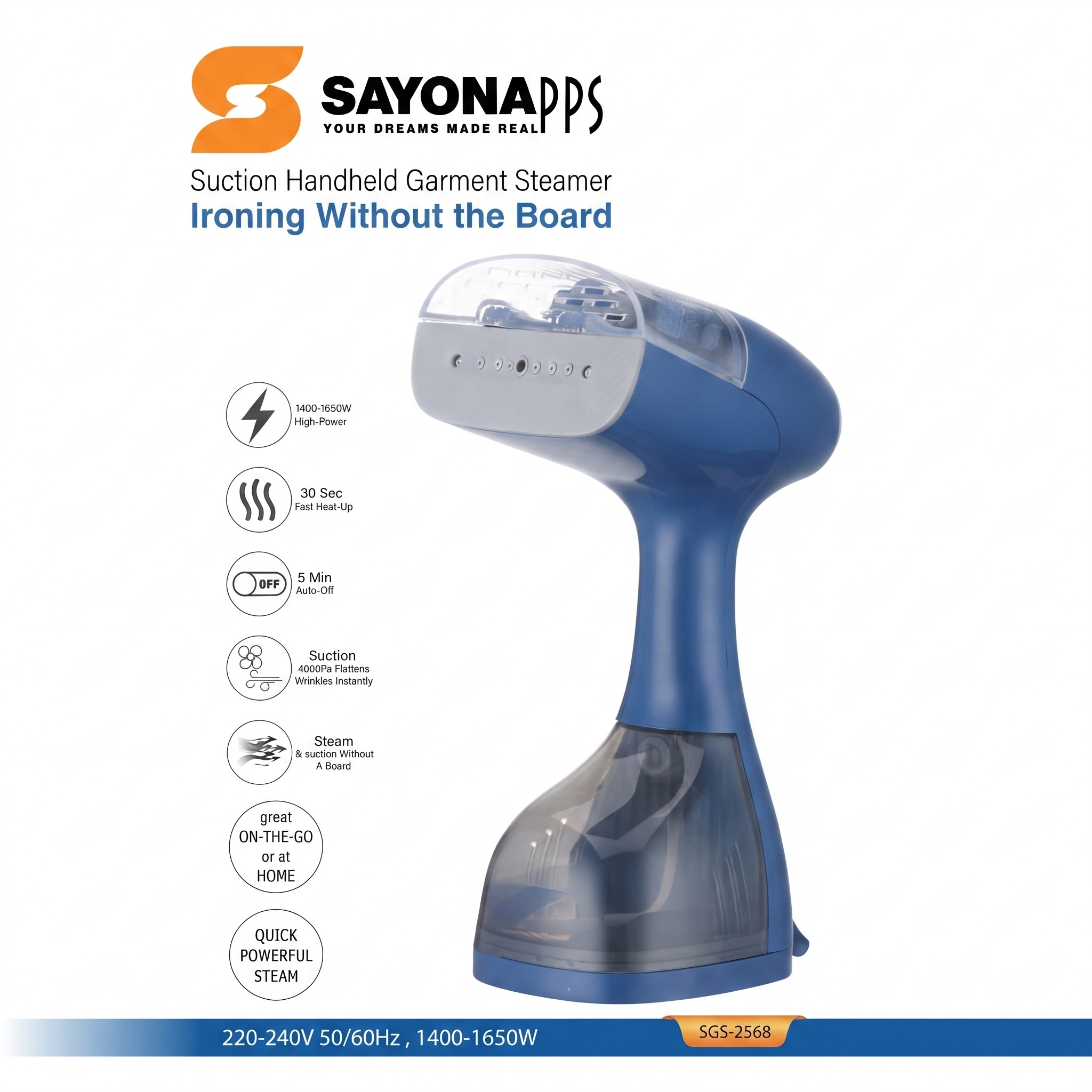 مكواة البخار المحمولة 2 في 1 (Garment Steamer & Iron) من ماركة سايونا