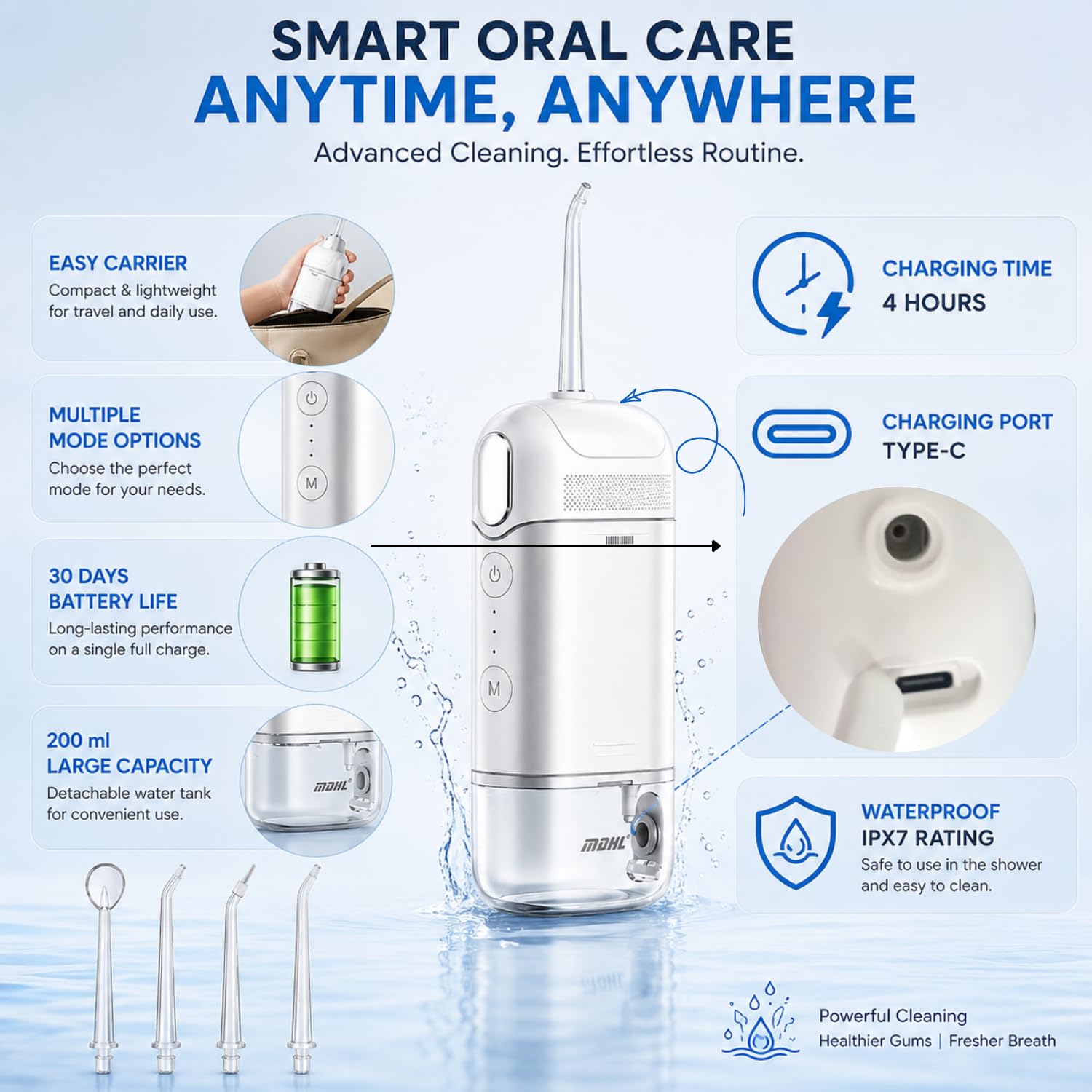 جهاز تنظيف الأسنان بالماء (Water Flosser) من MDHL - الصورة 9