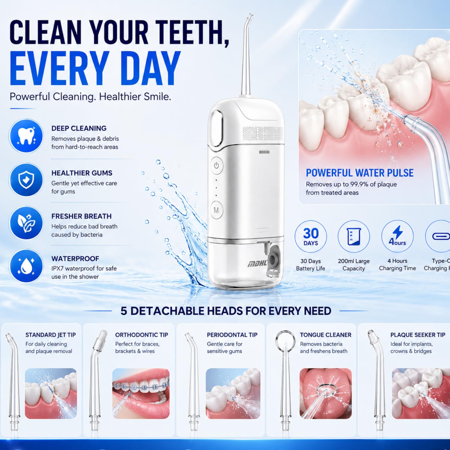 جهاز تنظيف الأسنان بالماء (Water Flosser) من MDHL - الصورة 3