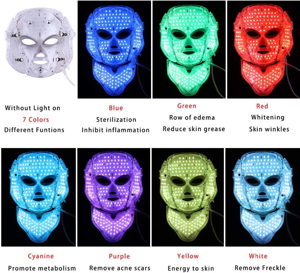 قناع وجه باضاءة LED بـ7 الوان من ار ايه برودكتس لتجديد بشرة الوجه والرقبة ومضاد للشيخوخة والعلاج بالفوتون - الصورة 6